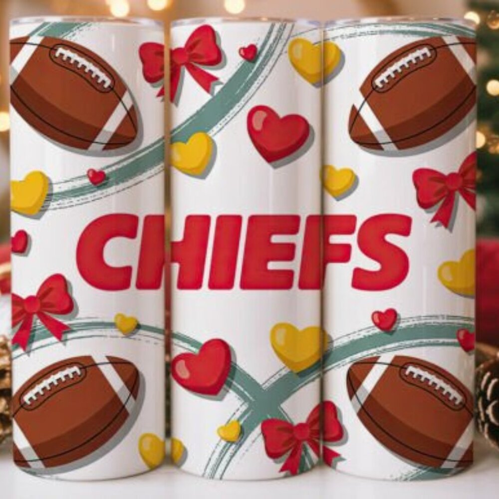 FootBall Themed 20oz Sublimated Stainless Steel Tumbler with Lid & Straw